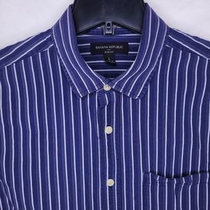 Banana Republic Blue Striped Casual Button Down Shirt